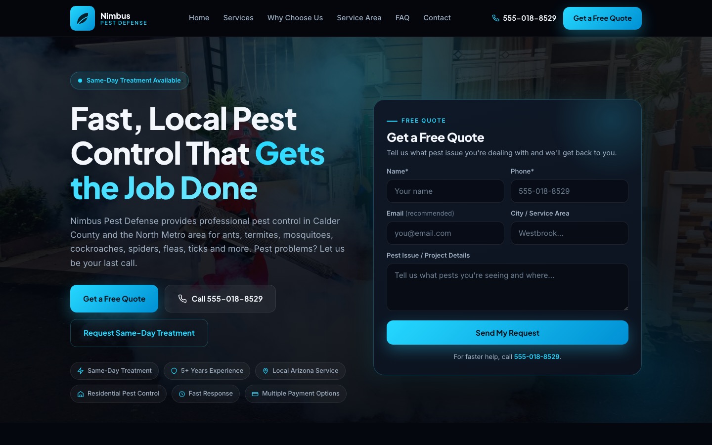 Nimbus Pest Defense website